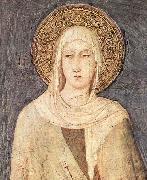 detail depicting Saint Clare of Assisi from a fresco  in the Lower basilica of San Francesco Simone Martini